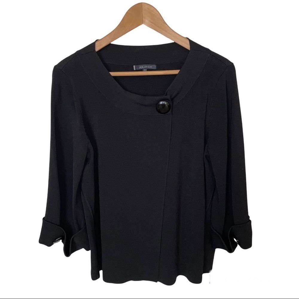 Anne Klein Black 3/4 Sleeve Knit Jacket Size Medium